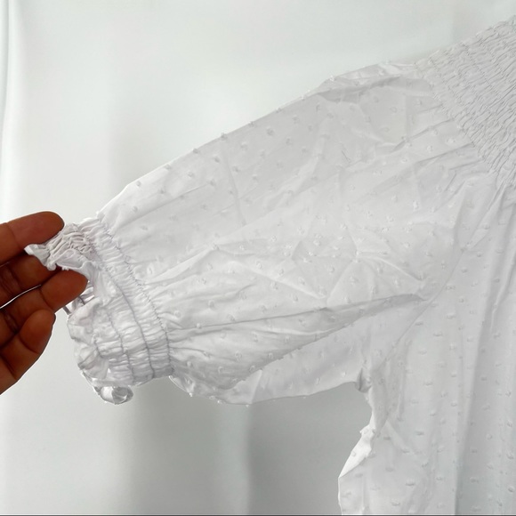 NWOT Hill House The Caroline Nap Dress White Swiss Dot Puff Short Sleeve Midi - Picture 12 of 16